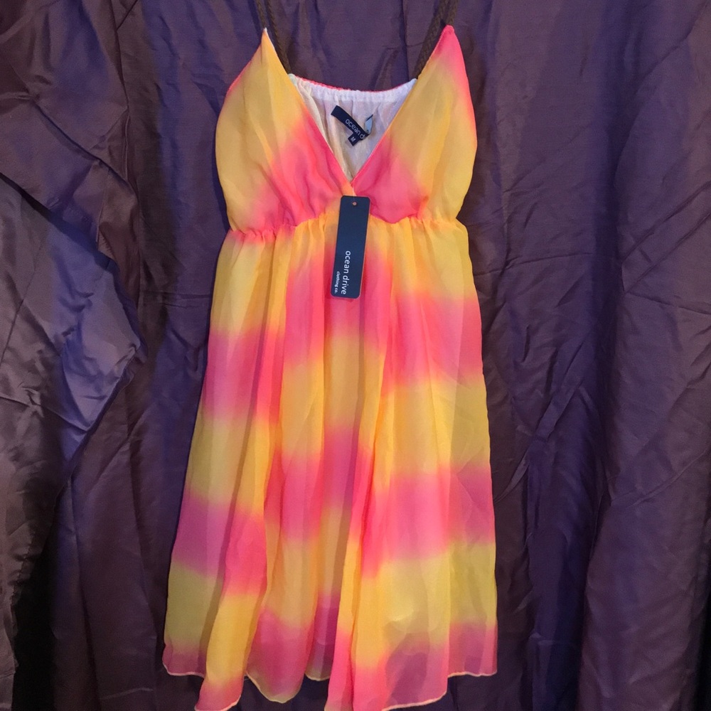 Beautiful neon pink and yellow summer dress NWT